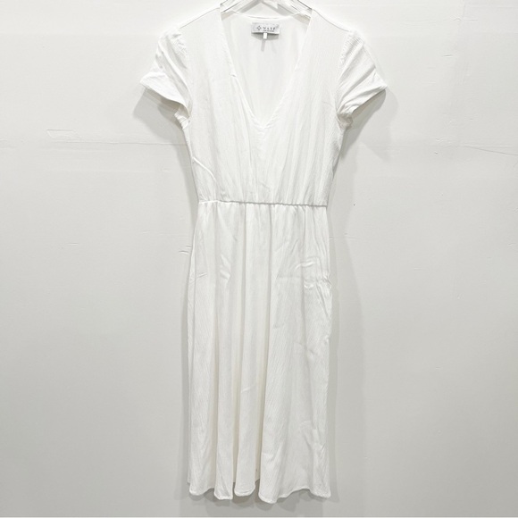 WAYF Nordstrom V-Neck Blouson Midi Dress in White Size Small Blogger Favorite - Picture 5 of 13